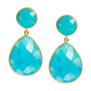 Saachi 18k Gold Clad Faceted Double Drop Gemstone Earrings (India)