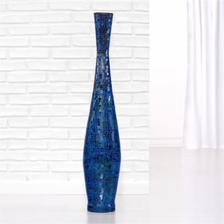 Low Price Ocean Blue Medium Trumpet Mosaic Decorative Vase (Indonesia)
