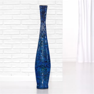 Cheap Ocean Blue Large Trumpet Mosaic Decorative Vase (Indonesia)