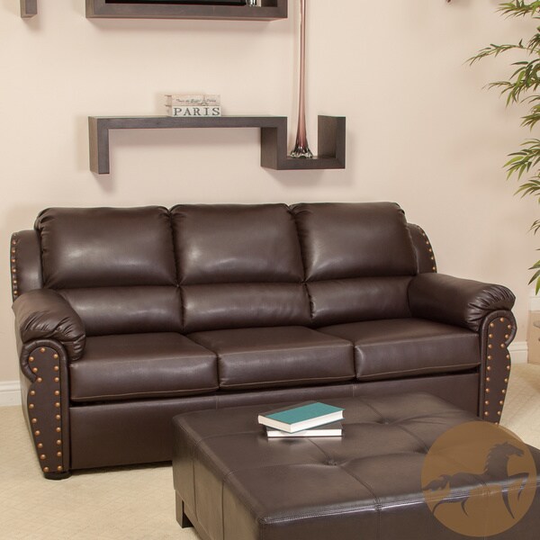 Christopher Knight Home Hadley Brown Leather Sofa 15429906