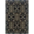 Traditional Floral Navy and Grey Area Rug (1'11 x 3'3)