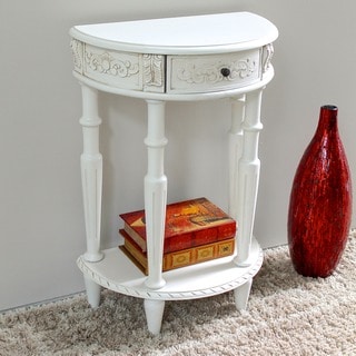 Carved Hardwood Half Moon 2-tier Wall Table