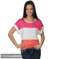 Journee Collection Juniors Striped Scoop Neck Colorblocked Top