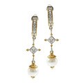 Michael Valitutti Two-tone Freshwater Pearl and Cubic Zirconia Earrings (8.5 mm)