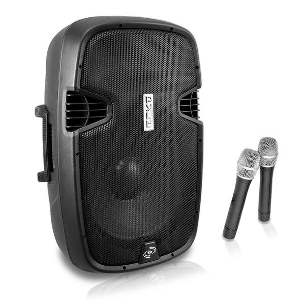 Pyle PPHP129WMU 12-Inch 1,000-Watt Bluetooth Music Streaming Loudspeaker, Rechargeable Battery, 2 Wireless Mics, FM Radio/USB/SD