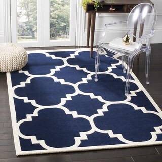 Handmade Moroccan Dark Blue Wool Rug (8'9 Square)