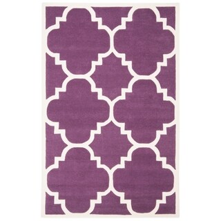 Handmade Moroccan Purple Wool Rug (5' x 8')