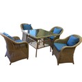 'Beverly' 5-piece Blue and Grey Outdoor Dining Set
