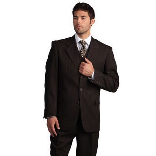 Lucelli Men's Brown Multi Stripes Vested 3 Button Suit