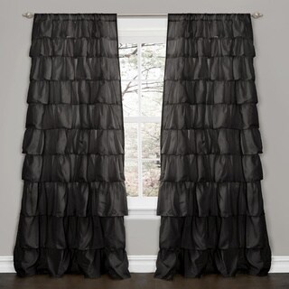 Lush Decor Black 84-inch Ruffle Curtain Panel