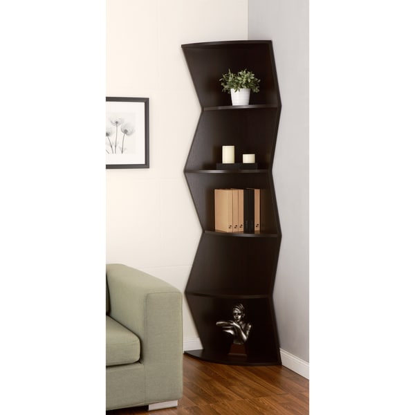 Furniture of America Marvey 75-inch Modern Cappuccino 5-Tier Corner 