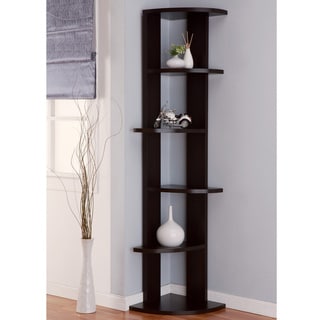 Low Price Furniture of America Marvey 75-inch Modern Cappuccino 5-Tier Corner Bookcase/ Display Stand