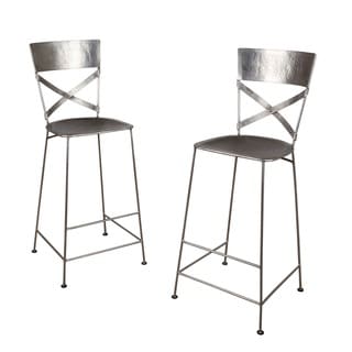 Set of 2 Antique Nickel Jabalpur Bar Stool (India)