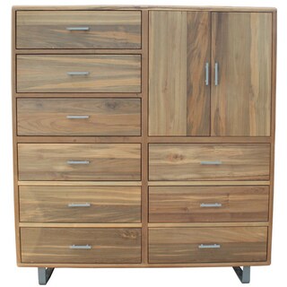 Arrondi Reclaimed Teak and Steel Two-Door Nine-Drawer Storage Cabinet (Indonesia)