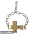 Handmade Sideways Metal Cross Link Bracelet