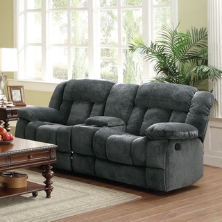 Mason Modern Gray Microfiber Double Glider Reclining Loveseat