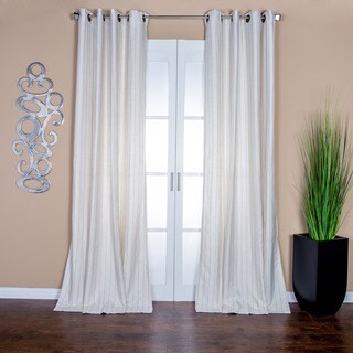 Lambrequin Sahara Cream Pinstripe Linen Blend 96-inch Curtain Panel