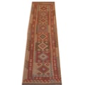 Afghan Hand-knotted Mimana Kilim Beige/ Red Wool Rug (2'8 x 9'8)