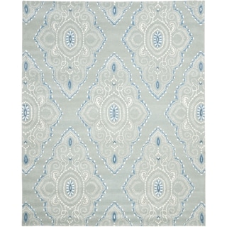 (>_<)  Safavieh Handmade Wyndham Blue/ Ivory Wool Rug (10' x 14')