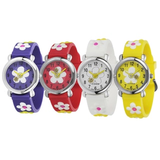 Geneva Platinum Kids' Silicone Watch with Daisies