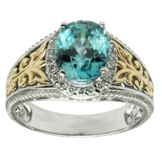 Michael Valitutti 14K Two-tone Gold Oval-cut Blue Zircon and Diamond ... Michael Valitutti 14K Two-tone Gold Oval-cut Blue Zircon and Diamond ...