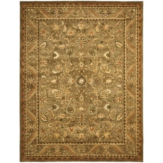 ( ._.) Safavieh Handmade Antiquity Olive/ Gold Wool Rug (11' x 15')