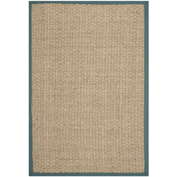 Safavieh Casual Natural Fiber Natural and Light Blue Border Seagrass