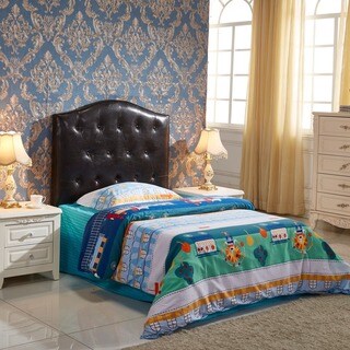 Classic Twin Size Brown Faux Leather Button Tufted Headboard