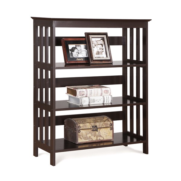 Tier Espresso Wood Bookshelf Bookcase Display Cabinet - Overstock 