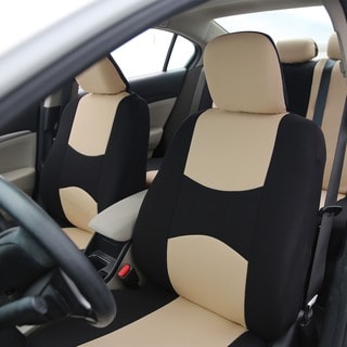 FH Group Beige Full Set Seat Covers with Solid Bench for Sedans and SUV