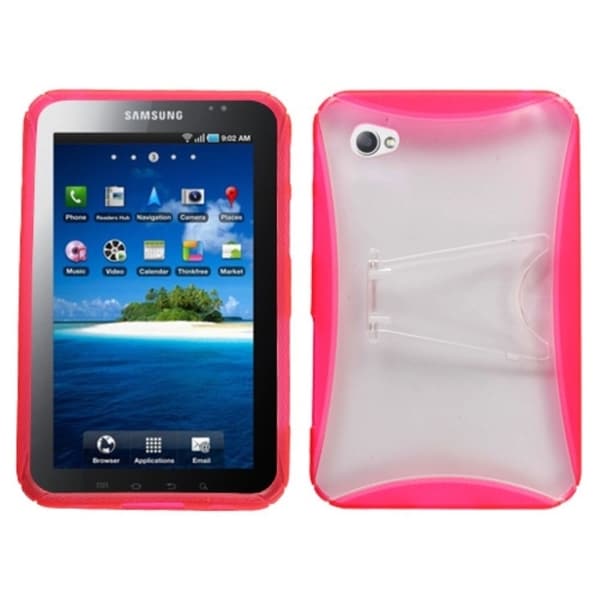 INSTEN Clear/ Pink Gummy Tablet Case Cover/ Stand for Samsung P1000 Galaxy Tab