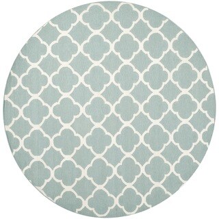 Hand-woven Moroccan Dhurrie Blue Wool Rug (7' Round)