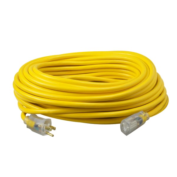 50' SJTW YLJKT Lighted End Extension Cord 