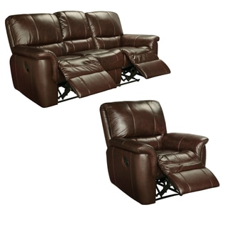 Buy Cheap Ethan Chestnut Brown Italian Leather Reclining Sofa and Recliner Chair
