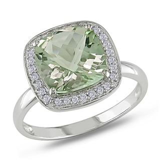 Green amethyst wedding rings