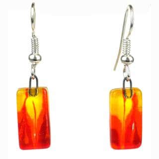 Handmade Fire Design Small Glass Earrings (Chile)