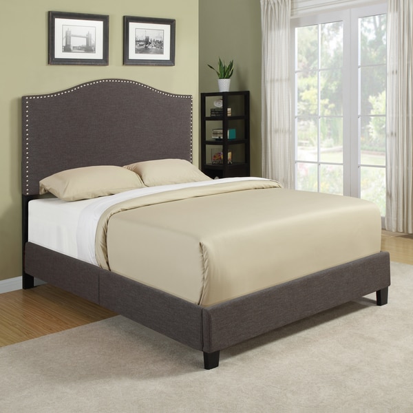 Portfolio Nicci Chocolate Brown Linen Queen Size Platform Bed