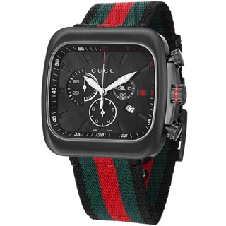 Gucci Men's YA131202 'Coupe' Black Dial Nylon Strap Chronograph Watch