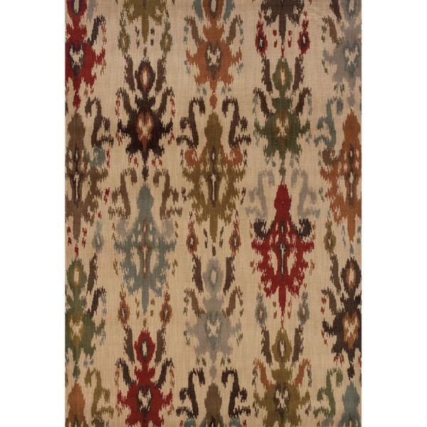Tribal Ikat Ivory/ Multi Rug (7'10 x 10'10) 15449519