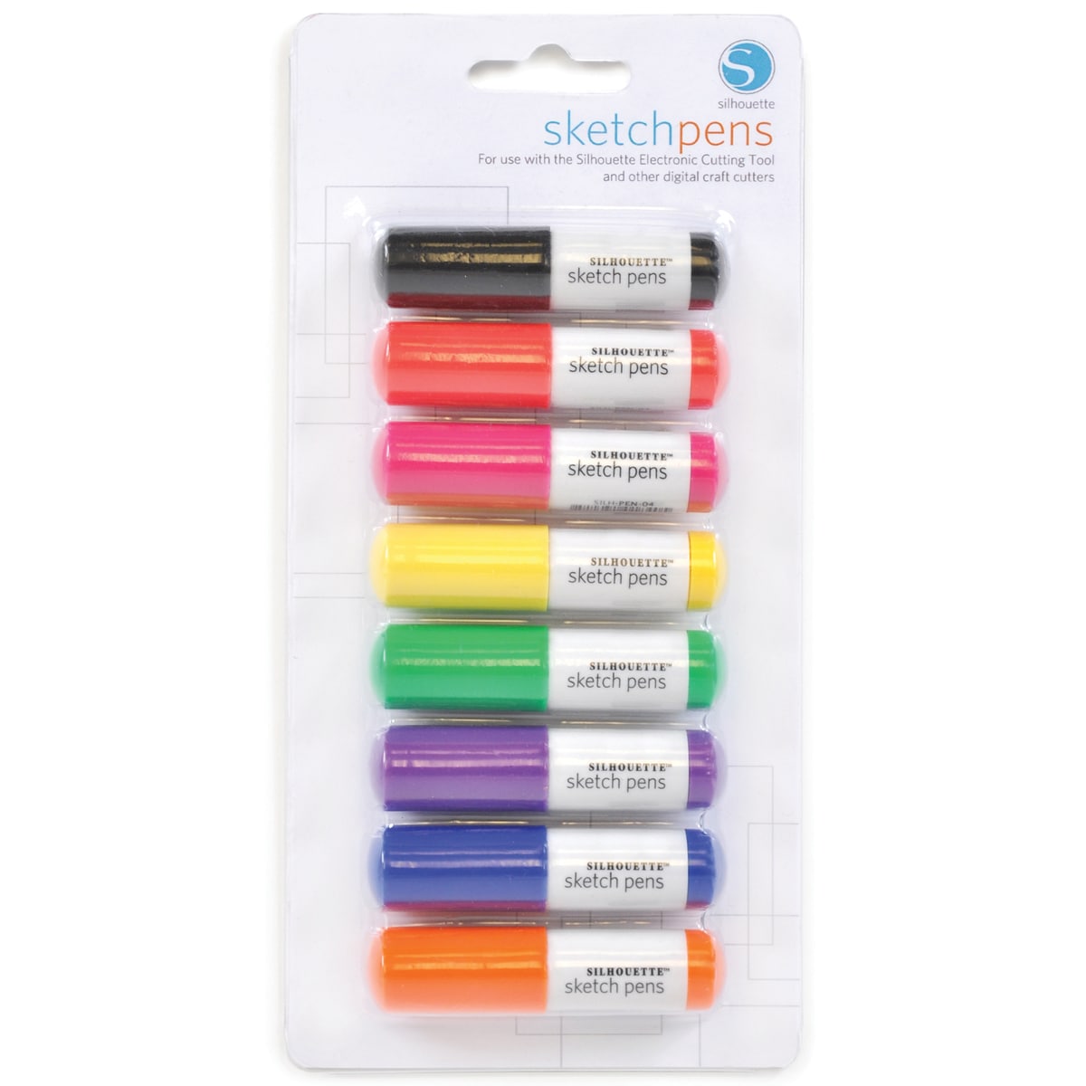 Silhouette Sketch Pen 8/Pkg-BLCK, RED, PINK, GRN, YLW, PUR, BLU, ORG
