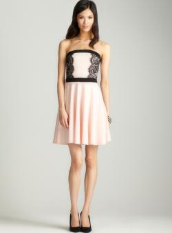 Soprano Strapless lace trim dress