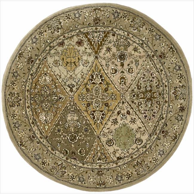Hand-Tufted Nourison 2000 Curved Diamonds Light Gold Rug (4' Round)