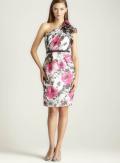 Carmen Marc Valvo One Shoulder Organza & Beaded