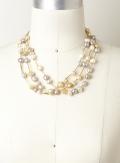 Gardenia Gold Leather Fresh Water Pearl Necklace