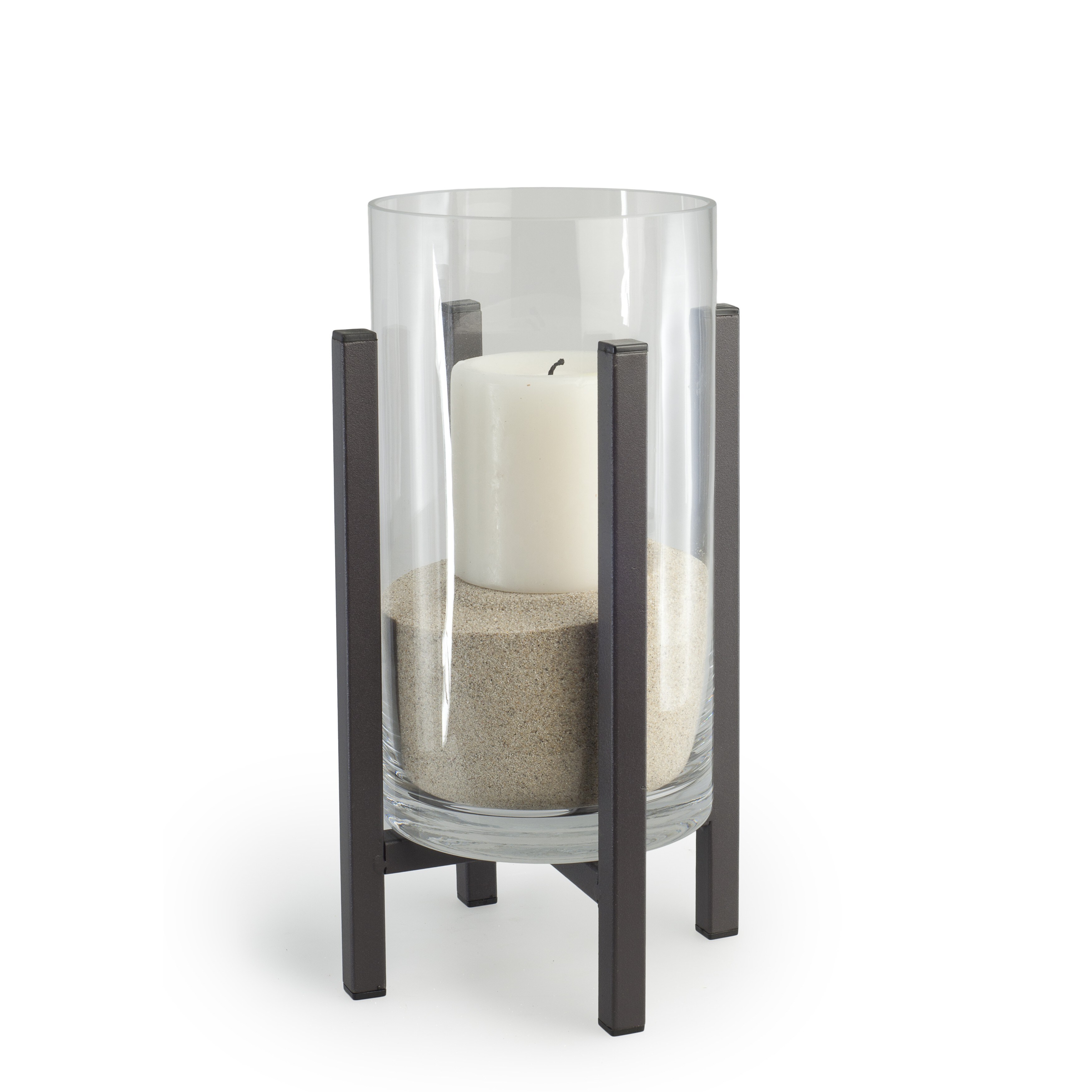 Glass Cylinder Hurricane on Metal Stand