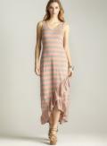 Pink Rose Ruffle Hem Maxi Dress