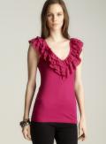 French Connection Ruffle Neck Top