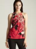 Tahari Floral Printed Halter Blouse