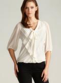Max Studio Petite Wide Neck Georgette Top