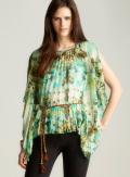 Rampage Slit Sleeve Pleated Belted Top